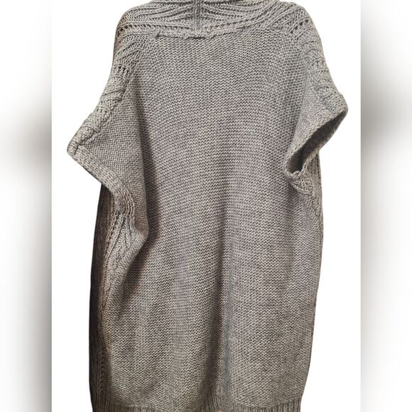 ELSAMANDA Womens Wool Blend gray Open Front Chunky Knit Cardigan Italy Anthro - Picture 2 of 4